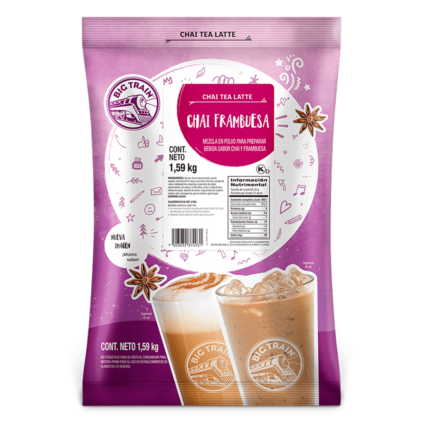 Polvo Big Train sabor Chai Frambuesa