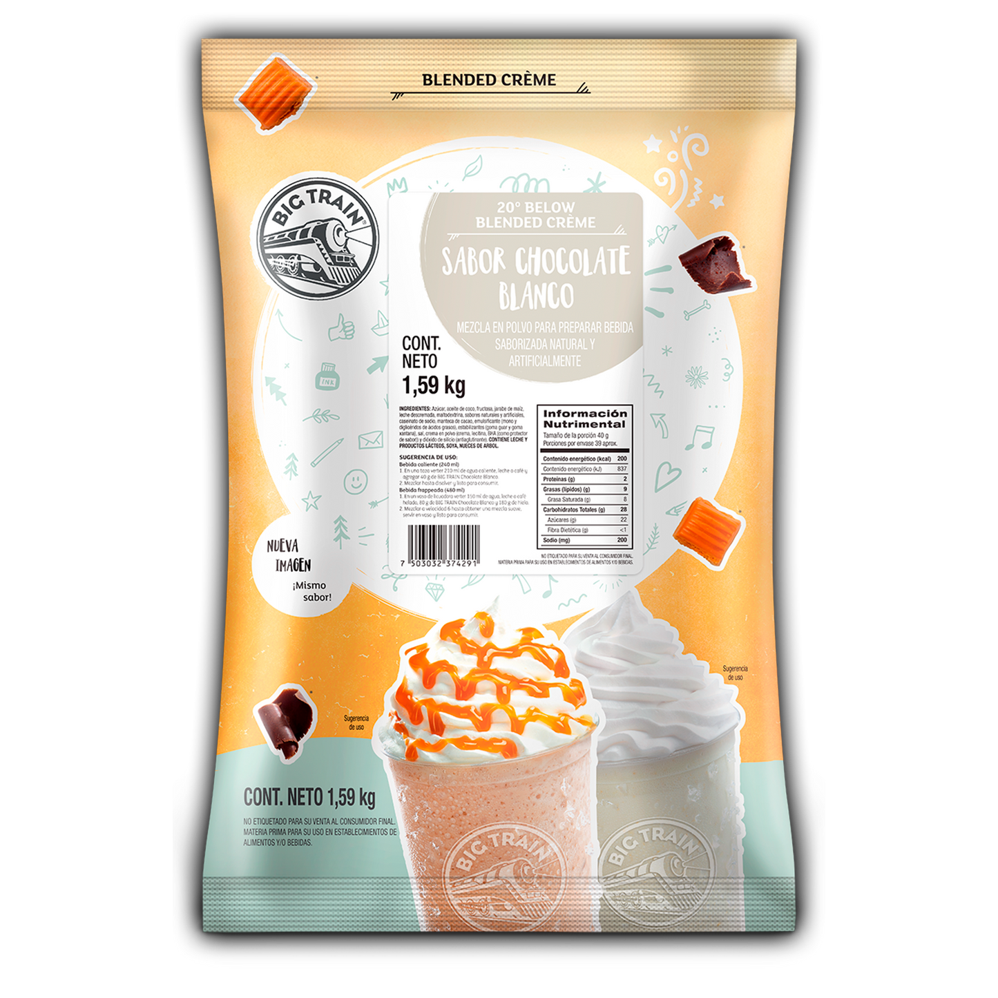 Polvo Big Train Chocolate Blanco 20° Below